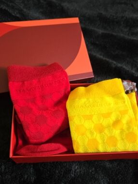 FiFa World CUP Men's Red & Yellow Patterned Crew Socks - World Cup Inspired
